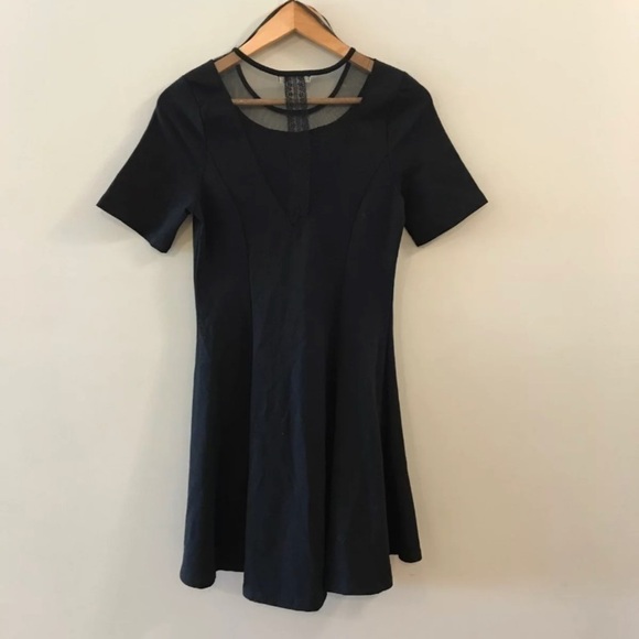 Monteau Little Black Mini Flare Dress Large - Picture 2 of 4